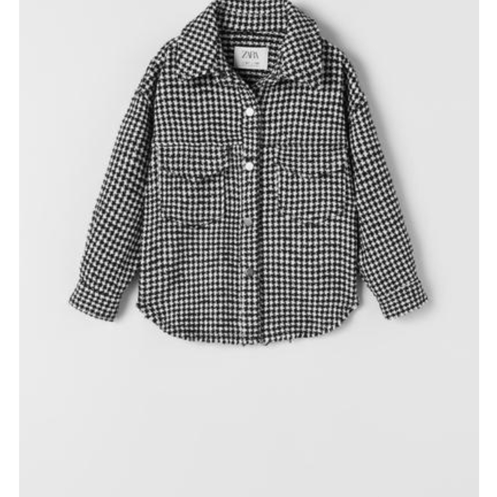 Zara Monochrome Houndstooth Shirt Jacket